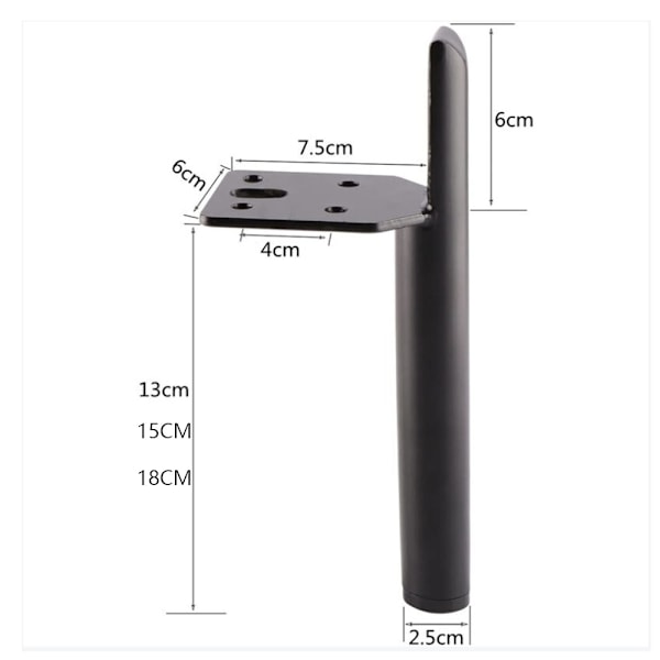 (15cm) 4 st Moderna Järnmöbler Ben Ersättning Soffa Ben med Skruvar för Bord Säng