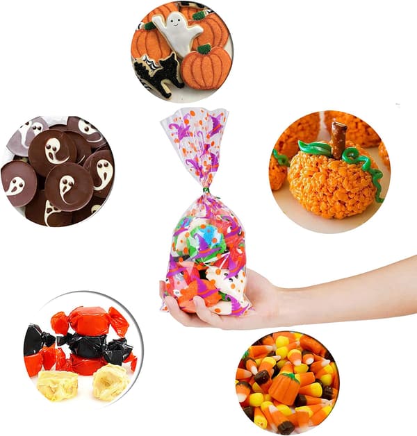200 st Halloween Cellophane Godispåsar, Godispåsar Fladdermöss Pumpa