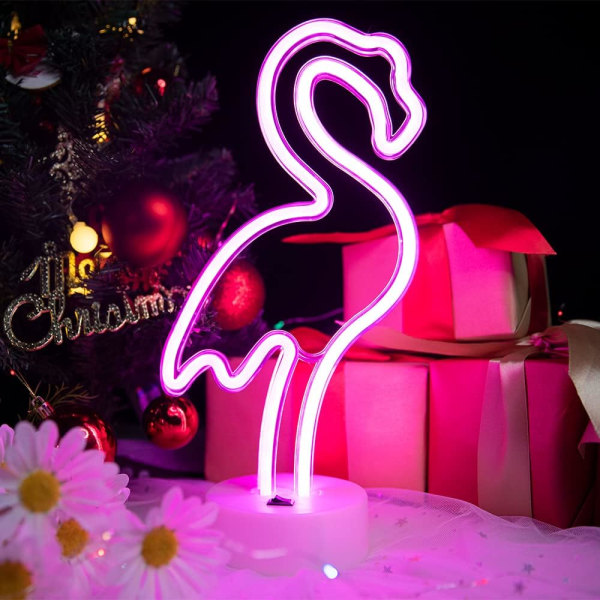 Neon Pink with Stand Base, Pink Neon Lamp, Battery/USB Operated,