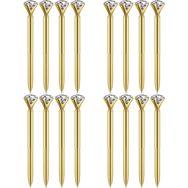 Set of 16 Gold Diamond Pens with Bling Crystal Diamond Top for We