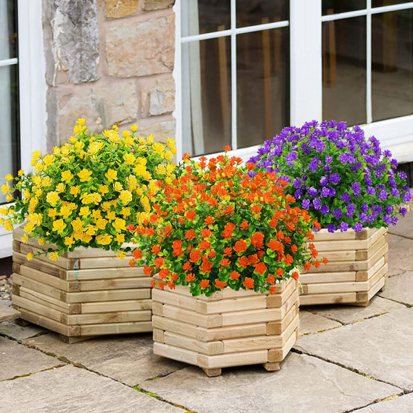 6 bundter kunstige blomster udendørs falske blomster til dekoration