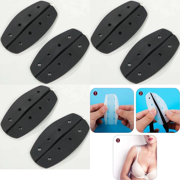 6 stk/3 par (sort - ca. 9,5*5,3 cm) skridsikre puder til bh-stropper