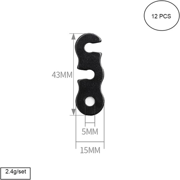 (Sort) 12 stk. aluminiumslegering rebstrammere til camping picnic