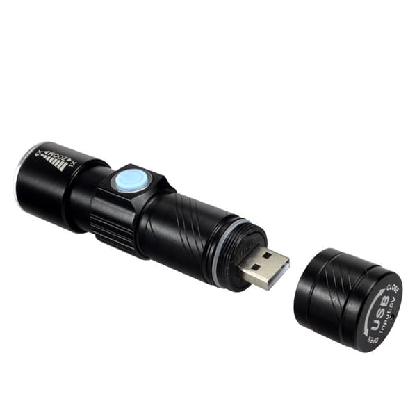 2 stk multifunksjonell LED mini USB oppladbar lommelykt utendørs