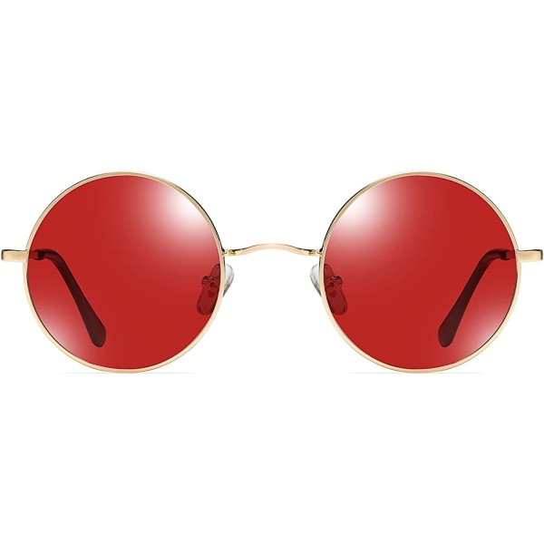 Punaiset klassiset pyöreät polarisoidut UV400 aurinkolasit Lennon Style V:llä