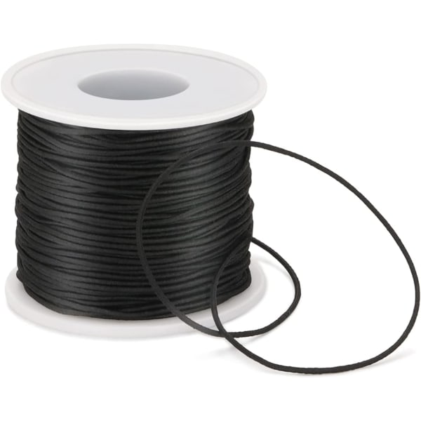 1 mm sort elastisk snor, 50 m elastisk snor for armbånd