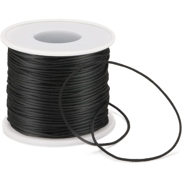 1 mm svart strekksnor, 50 m elastisk perlesnor for armbånd