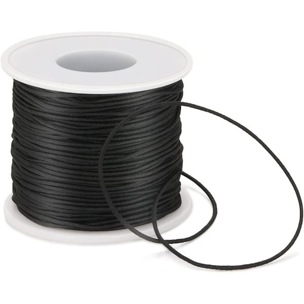 1mm sort elastisk snor, 50m elastisk snor til armbånd