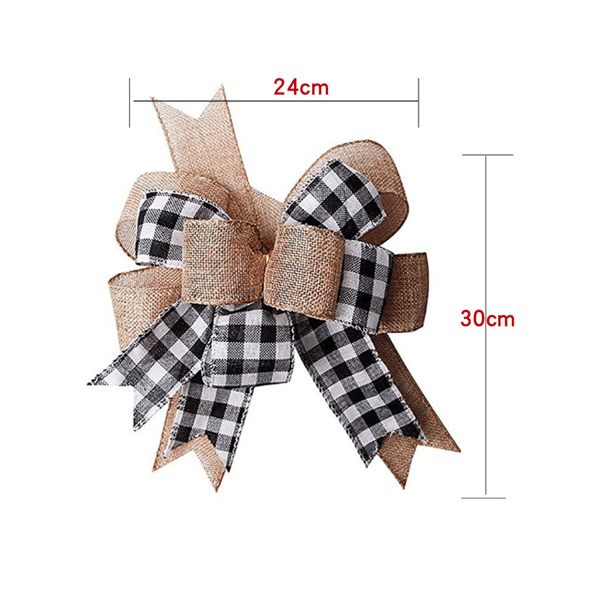 2 Pak Buffalo Plaid Burlap Buer til Krans 13”x9.4” Stor Rustik