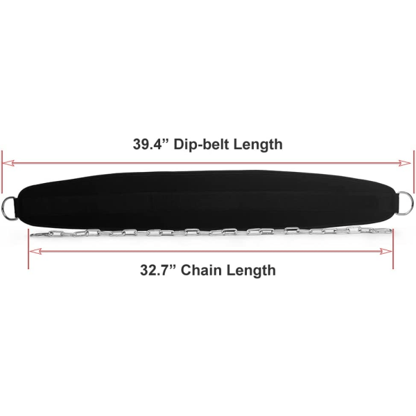 Pull-up belte vektet dip belte med kjede Dobbel D-ring Weightli