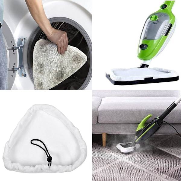 Rengøringspuder, sæt med 4 trekantede dampmopper, universelle mikrofiberrengøringspuder, vaskbare mopper, kompatible med andre dampmopper, reservedele