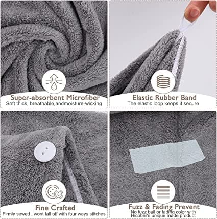 (grå, pink, blå) 3-pak superabsorberende mikrofiber tørrehåndklæde