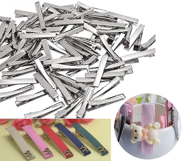 Set med 100 metallklämmor för hår, platta, 4 cm