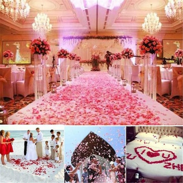 1000 stk. kunstige silke rosenblade til bryllup, hjemmefest, romaer