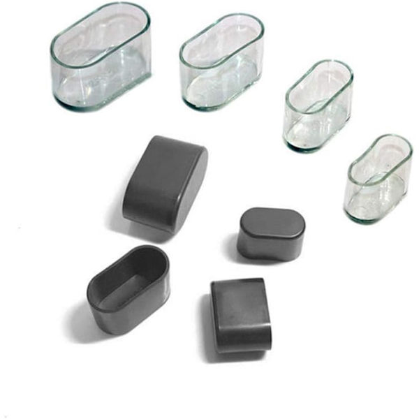 Stolsbensöverdrag, ovala möbelbensöverdrag i silikon, reptåligt golvskydd, 8-24 st transparent/24 st_15X30mm