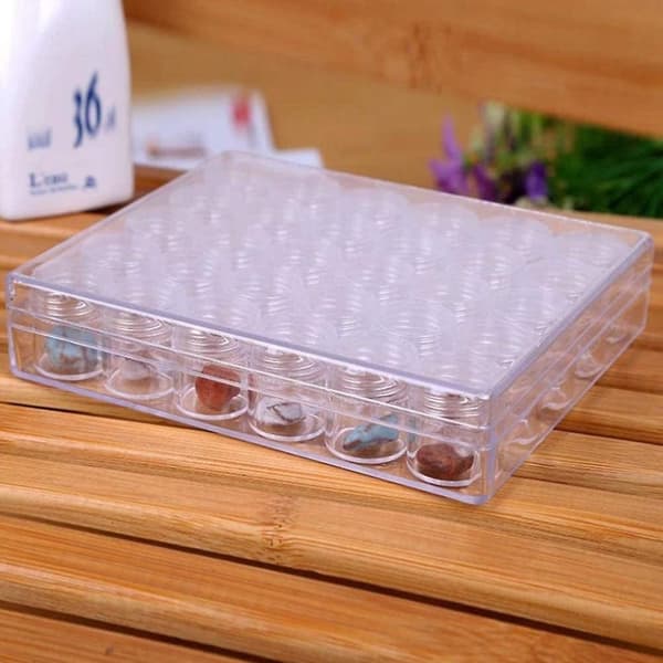 5d broderad diamantförvaringslåda, transparent plastpärla