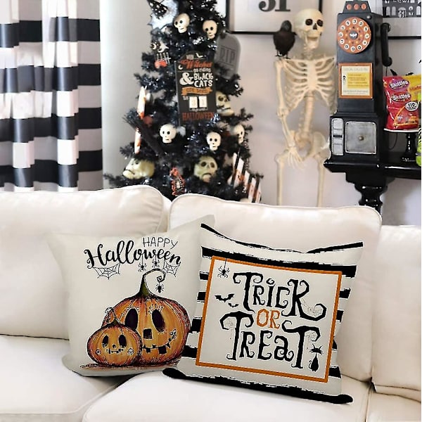 Höst Halloween Pumpa Kuddfodral 18x18 Tum Set Om 4 Trick
