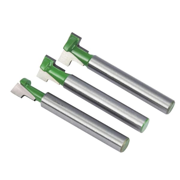 6,35 mm skaft nøglehul fræser bitsæt, med 5/16\", 3/8\", 1/2\" skærediameter.
