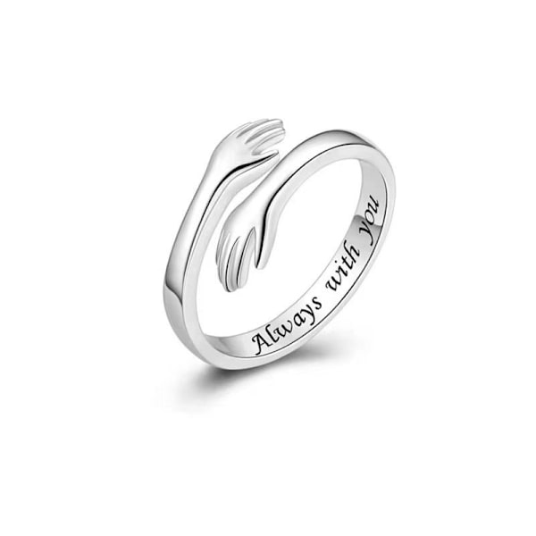 1PCS S925 Sterling Silver Hug Ring för kvinnor tonåringar justerbar Ri