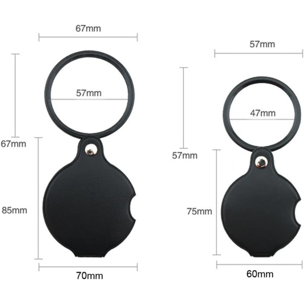 2 sæt mini læseforstørrelsesglas 10x lommeforstørrelsesglas foldbart