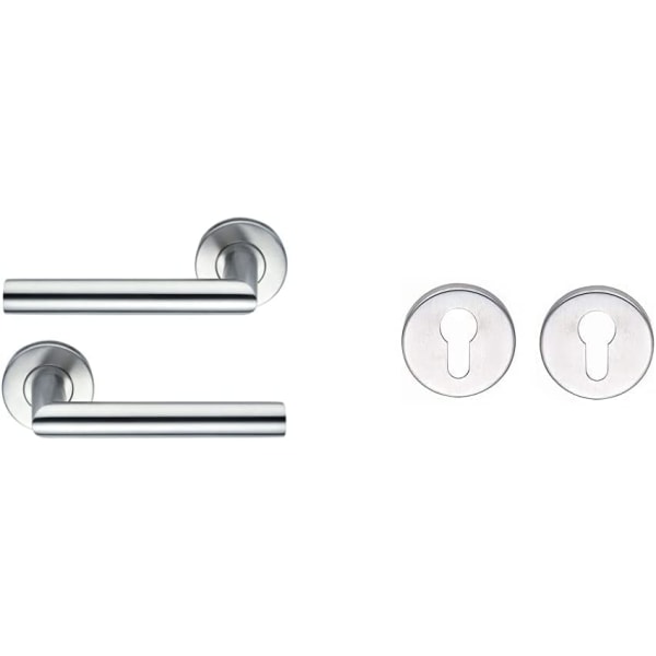 Pair of Tempo Disco Stainless Steel Rosette Door Handles, 7mm sq