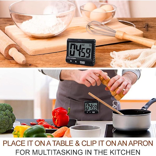 3\" Stort Display Køkken Timer - Digital Timer Magnetisk Bagside