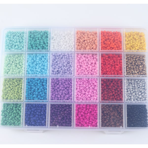 24 rutnät diy färgrispärlor set - 3mm rispärlor färg