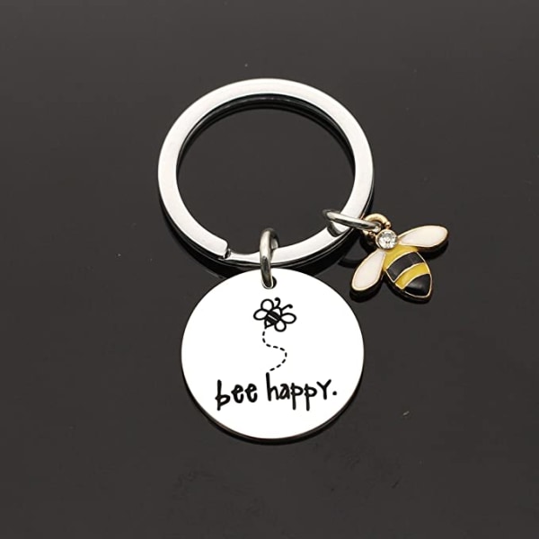 Kvinners nøkkelring "Bee Happy" nøkkelring nøkkelring (sølv), gave fo