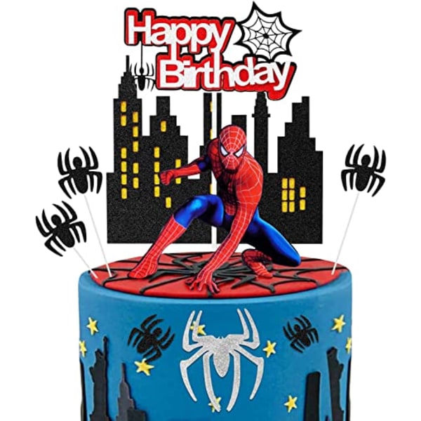 Spiderman Cake Toppers 9 stk Bursdagskake Topper Superheltfest