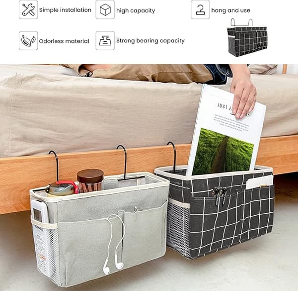 Sengsidearrangør 2 stk. Sengsidevesker Hengende kurvoppbevaring Wate