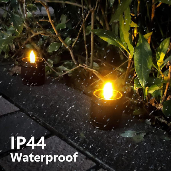 6-pack LED solcellslampor utomhus tunnaformade lampor, vattentäta