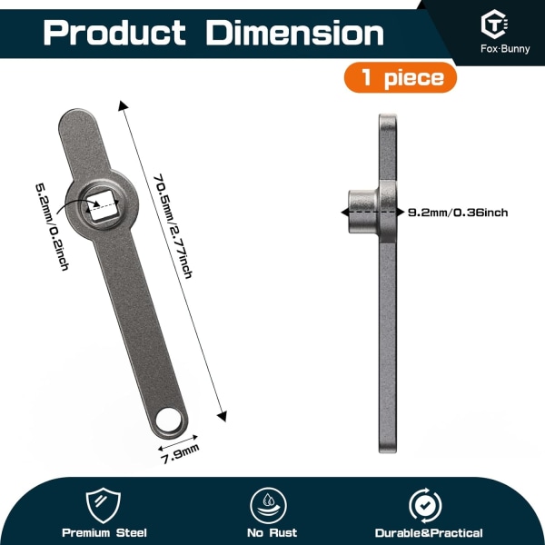 Blødenøkkel, Nøkkel for å lufte radiatorer, Stabil og robust, Sparer/reduserer varmekostnader, Universell for alle radiatorer - 5mm, Premium rustfritt stål