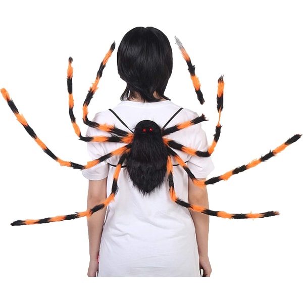 Halloween Vuxen Spider Ryggsäck Kostym Svart Färgglad