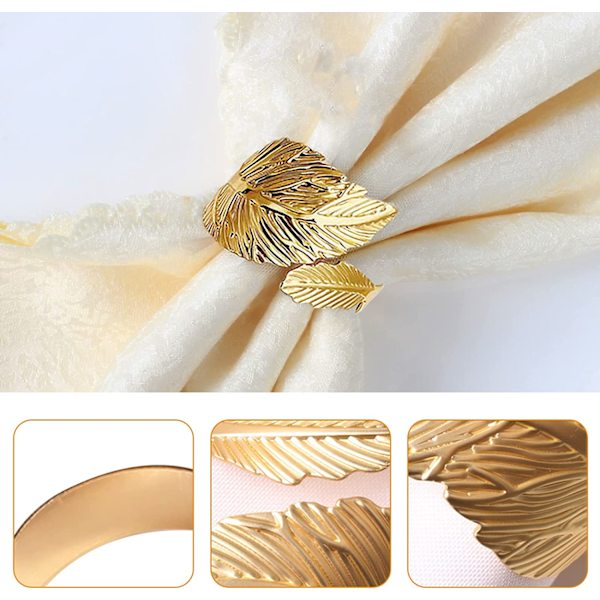6 stk. servietringe, metalservietringe, servietringholder, bord