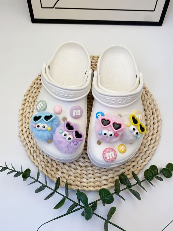 12 stk. 3D træsko sandaler pynt (M Bean tilfældig farve), sko charms, søde sko pynt til træsko sko sandal armbånd DIY