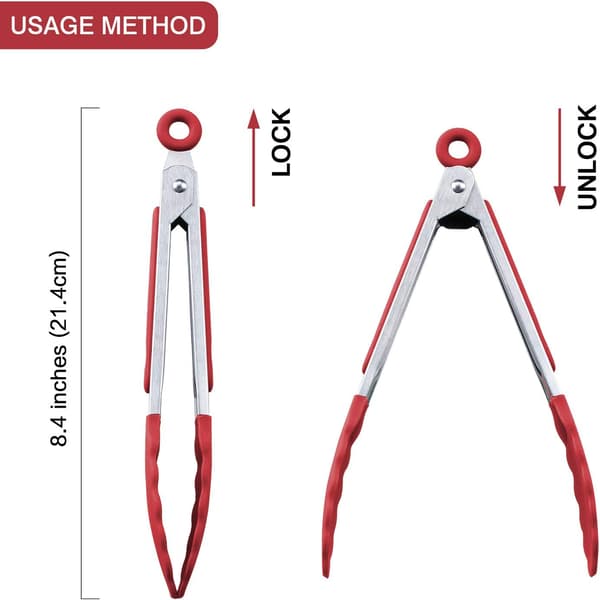 7\" Mini Silikon Serverings Tång - 3 Pack 7 tum Röd