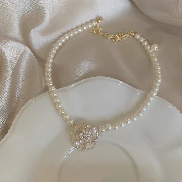 Blomster perle halskæde kvindeligt design sans nøglebenet high-end sød