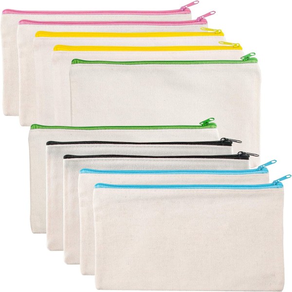 10 kpl valkoisia kangaskassia vetoketjullisia laukkuja, vetoketjullinen case Craft Blank