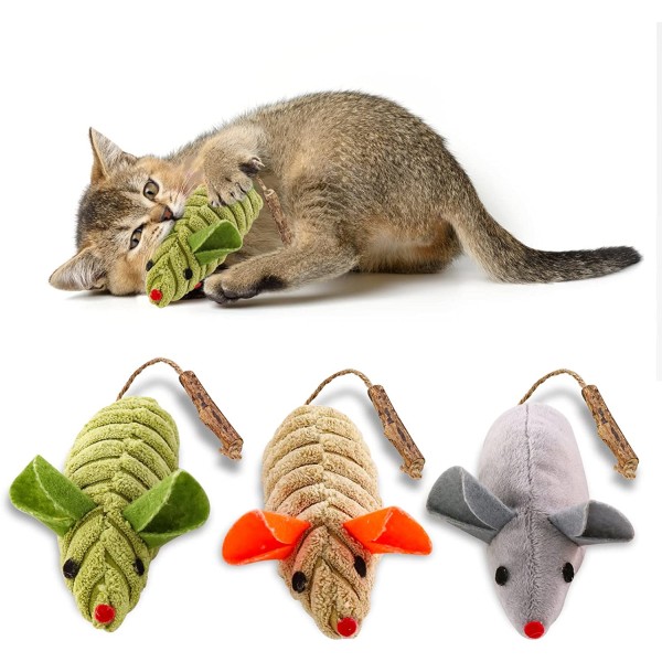 3 stk legetøj, mus og interaktive kæledyr til indendørs katte og killinger,