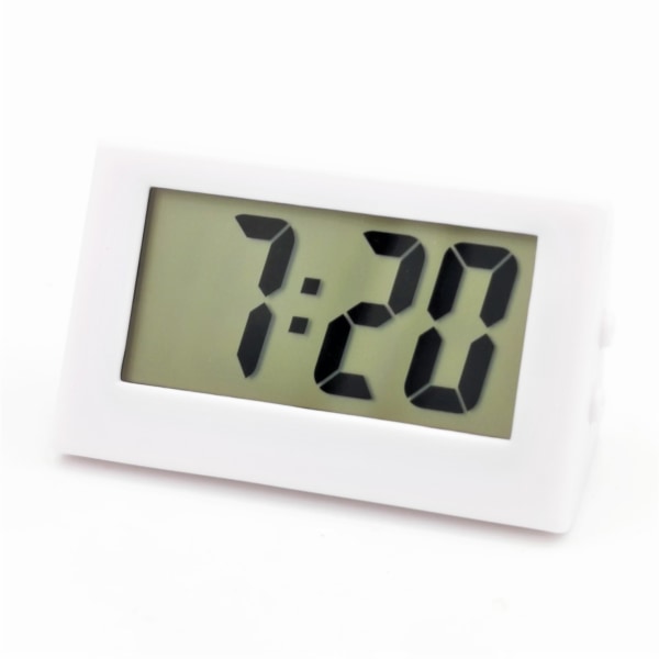 Hvit digital klokke, liten klokke, mini, kan brukes som bilklokke eller T  6ca9 | Fyndiq