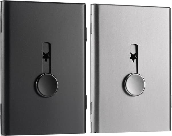 2-pack visitkortshållare, visitkortsfodral med tumdrivning