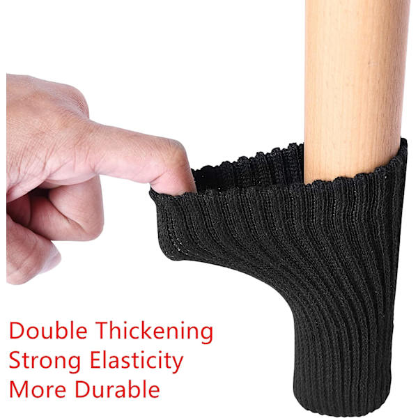 32 st möbelbenssockar - Svarta stickade möbelsockar, dubbla