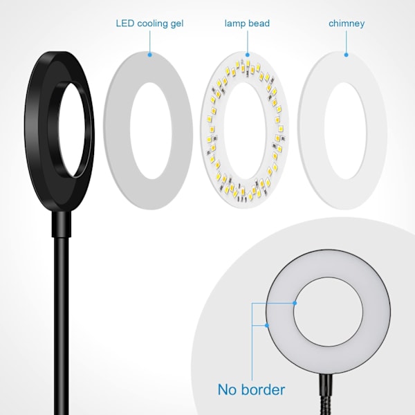 48 LED Clip-On Skrivebordslampe 360° Fleksibel Clip-On Læselampe 3 Li