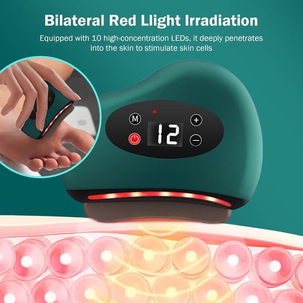 Skrabende ansigtsværktøjer, 12 niveauer af vibrationsopvarmning, ansigtsmassager (grøn)