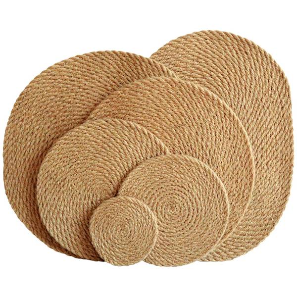 3 stk. Linned Halm Runde Hjem Spisebord Isolering Pad Coas