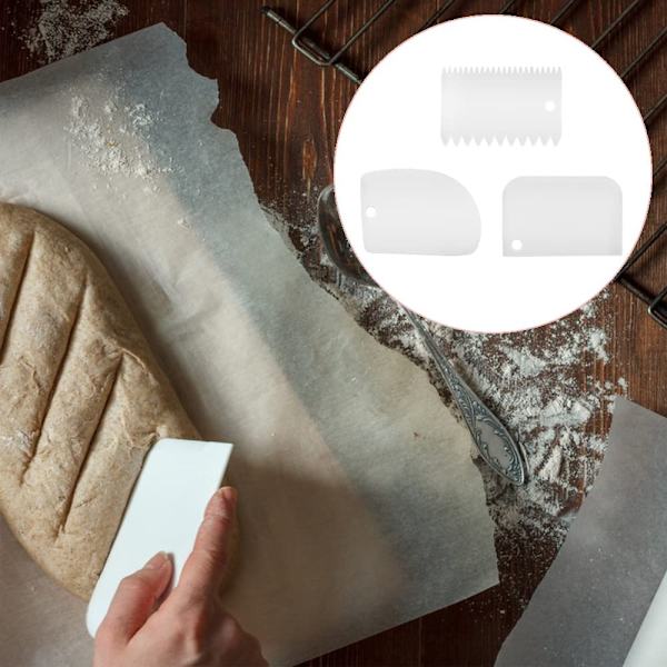 Vit - Degskrapa, 3 st kakskrapa, plastdegskärare