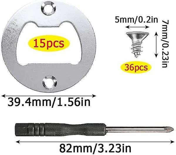 15 sæt rustfrit stål flaskeåbner prop-in hardware, m