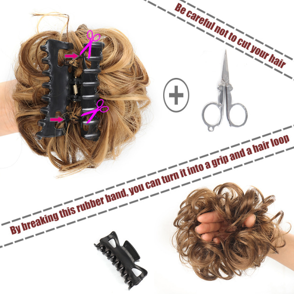 1 st (natursvart) Hairpiece Rubber Hair Scrunchie Curly Up