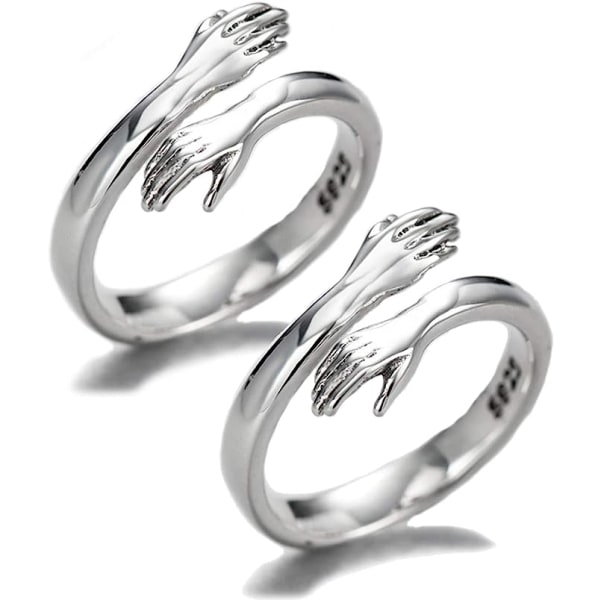 Sterling sølv ringe til kvinder, vintage kramme hænder Ring Juster