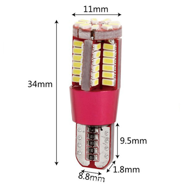 10 stk. T10 3014 bil afkodningslampe 57SMD elektrode